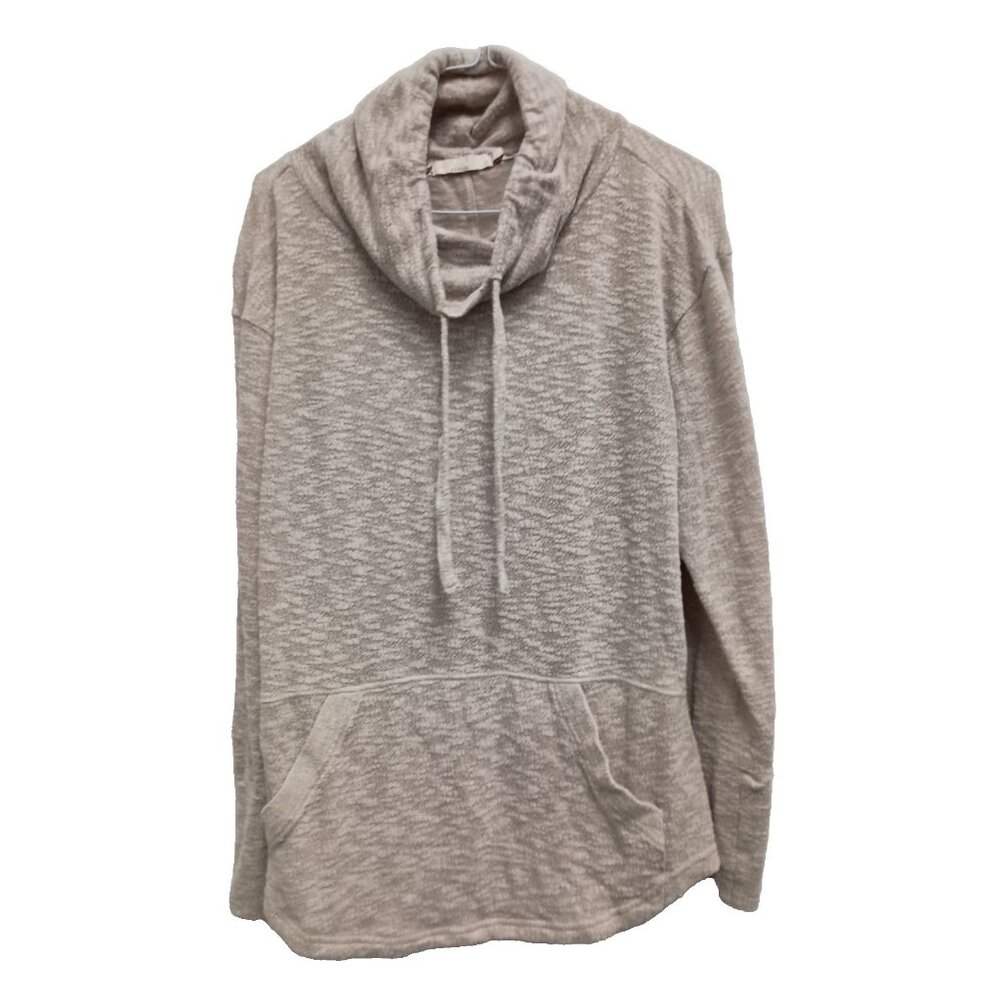 Prana Womens Frida Top Sz Small Beige Heathered Soft Knit Cowl Neck Activewear